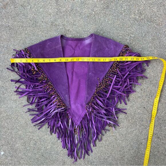 Vintage Purple Leathercraft Process of America Suede Fringe Beaded Shawl Cape - Picture 5 of 9